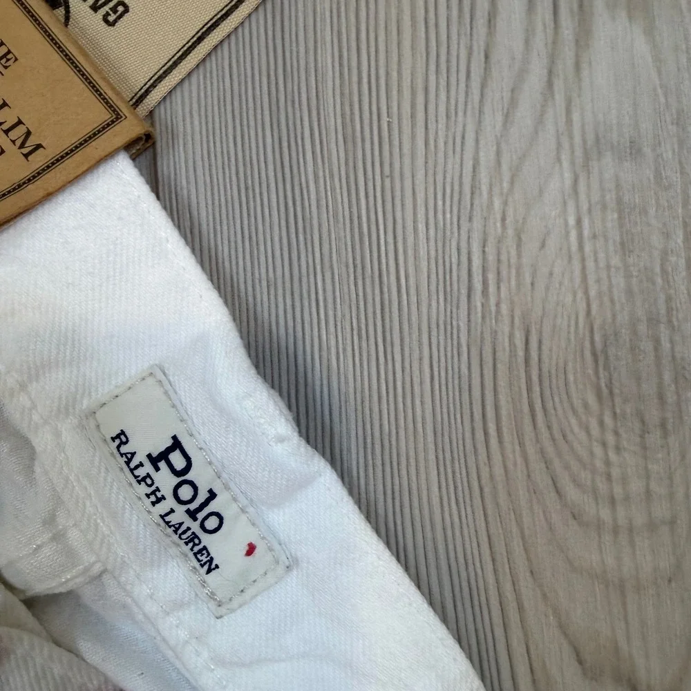 Polo Ralph Lauren Varick Slim Straight Hemp Denim Jeans White 38x32 NWT